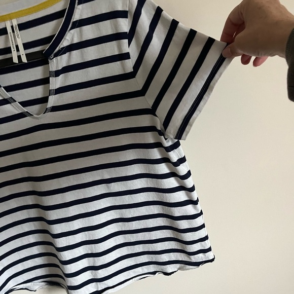 Anthropologie Black and White Striped Short Sleeve Tee - Picture 4 of 14